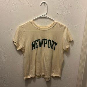 BRANDY MELVILLE - cream shirt with NEWPORT written in green